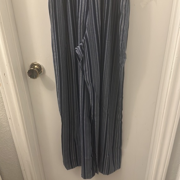 NWT Juniors' Lily Rose Button Front Paper Bag Jumpsuit
, Navy Stripe - Picture 10 of 16